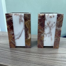 Antique Marble Clock Garnitures Art deco Style white orange deep red fawn colour