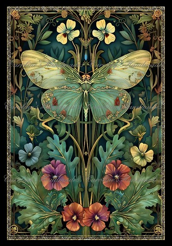 Art deco butterfly floral - floral, b