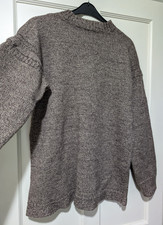 Vintage Kutland Knitwear Hand Knit Wool Guernsey Gansey Jumper Brown Fleck LARGE