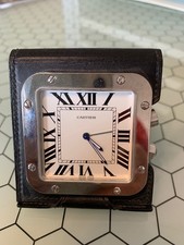 Vintage Cartier Santos Travel Desk Swiss Made 2750 Quartz Alarm Clock