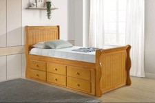 Captain Guest Bed With Pull Out Trundle Bed With 3 Drawers Finished In Oak