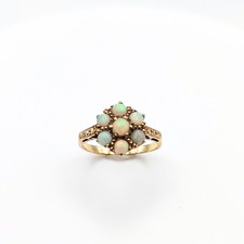 9ct Gold Opal Halo Ring Size