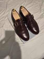 Bally Men's Leather Shoes Brown Monk Size UK 8 EU 42 Made In Italy Pre-Loved