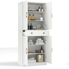 UK New 183cm Tall Kitchen Pantry Modern Farmhouse Cupboard Cabinet Shelves White