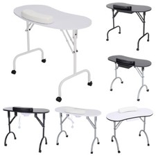 Foldable Manicure Nail Table Beauty Salon Portable Mobile Technicians Desk Stool