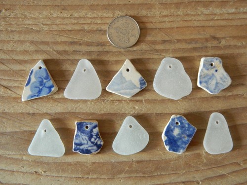 Drilled sea pottery - drilled,