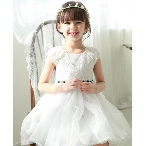 Ivory girls dress lace flower - lace,