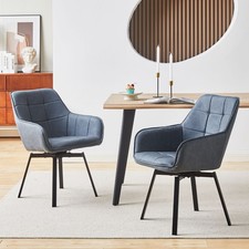 2x 360° Swivel Dining Chairs Faux Leather Padded Seat Dining Room Chair Modern