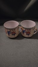 Vintage Hand Painted Porcelain  2 Cups  Lustre Bird Japan Klimax