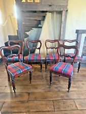 English Antique Matching Drop In Regency Balloon Back Dining Chairs Set of 6!