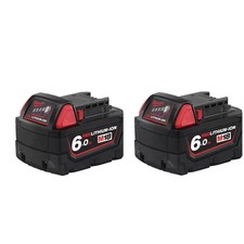 2 X Milwaukee 18V 6Ah M18B6 Lithium-Ion REDLITHIUM Protection Li-Ion Batteries