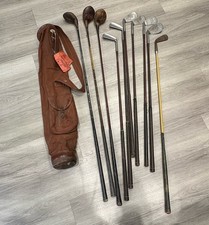 Antique/Vintage Golf Clubs with Bryant England Bag - Gloves & Wooden tees