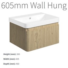 Oak Vanity Unit Sink Bathroom Cabinetry Ribbed Textured Wall Hung Textura- sizes