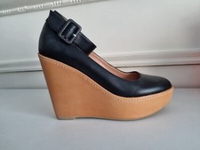 ROBERT CLERGERIE WEDGE HEELS Black Leather Women's Shoes Size EU 37 ...       