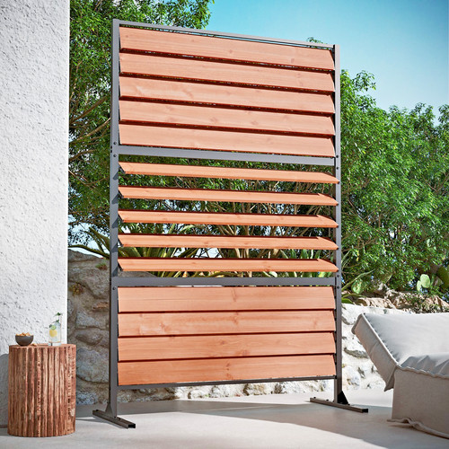 Louvered wood privacy - 4,