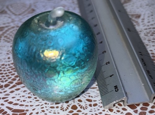 Glass apple blue iridescent - apple,