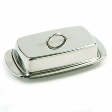Norpro Durable Stainless Steel Double Wide Butter Dish Storage Container w/ Lid