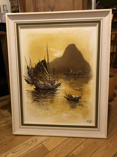 Vintage framed oil canvas - vintage,
