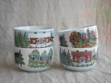 Rörstrand Sweden Set of 4 Breakfast Cereal or Soup Bowls, Four Seasons