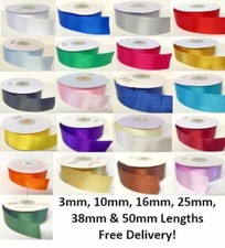 Double Faced Satin Ribbon High Quality 3mm 10mm 16mm 25mm 38mm 50mm Cut Lengths