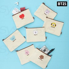 BTS BT21 Official Goods FLAT SQUARE POUCH TODAY'S FACE + Tracking Number