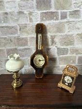 Dolls House 1/12 Scale Miniature Hall Ornament Set Clock Barometer Lamp