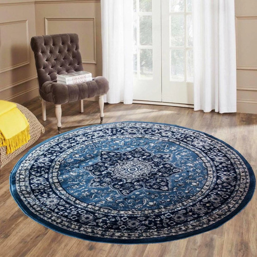 Large traditional round living - traditional,