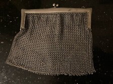 Vintage Chain Mail Style Silver Metal Purse With Frame Closure And Firm Clasp