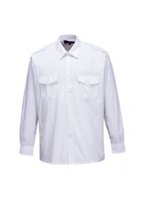 Classic Mens White Pilot Shirt Long Sleeved Epaulettes Ideal Security & Service