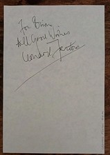 Leonard Fenton - Auf Wiedersehen Pet EastEnders Personally Signed Page AFTAL COA