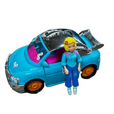 Mattel Polly Pocket @2006 blue car vehicle and girl figure vintage toy kids play