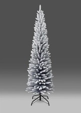 Artificial Christmas Tree Shatchi Slim Snow Flocked Pencil Tree Decoration 210cm