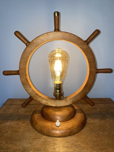 Wooden ships wheel lamp - wooden,