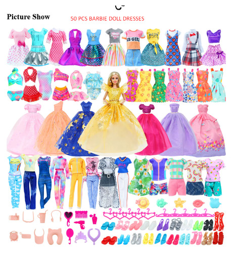 50pcs barbie doll clothes - 50pcs,