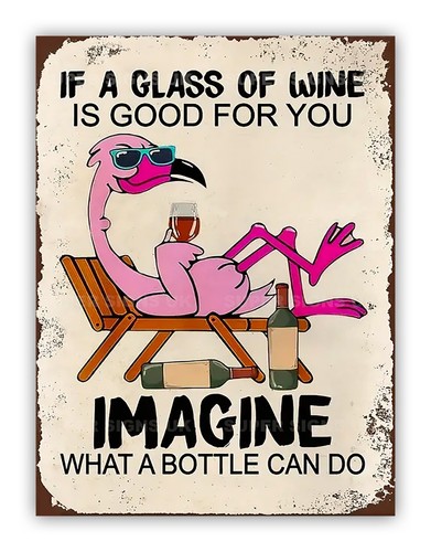 Funny pink flamingo wine - funny,