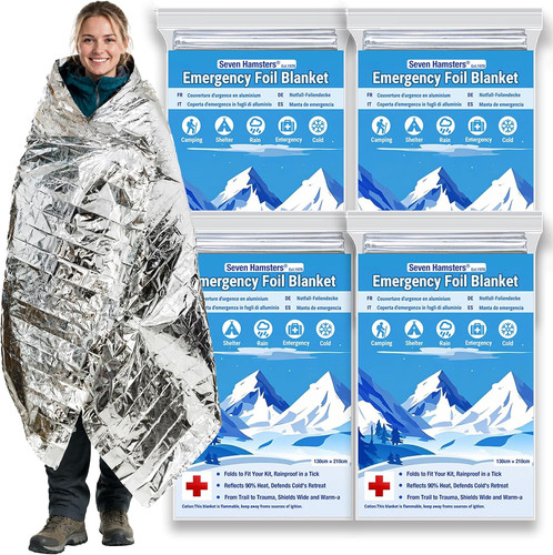 Emergency blankets pack foil - blankets, 4-pack