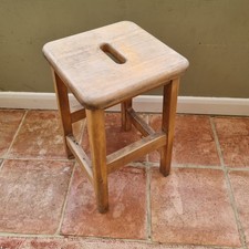 Vintage Mid Century Beech School Lab Stools Industrial Utilitarian