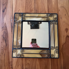 Stained Glass & Wrought Iron frame with removable Mirror 12"x12"