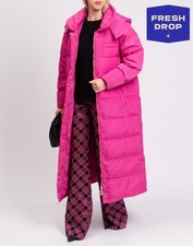 RRP€590 FRANKIE MORELLO Quilted Jacket Size S Pink Embroidered Logo Hooded