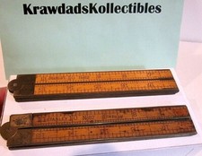 ANTIQUE STANLEY RULE & LEVEL BOXWOOD & BRASS BOUND NO.62 TWO RULERS, 4 FOLD, 24"