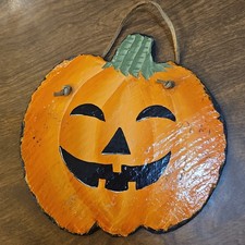 Hand Painted Slate Jack O Lantern Pumpkin  
