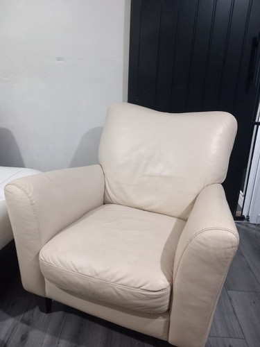 Leather arm chair beige - leather,
