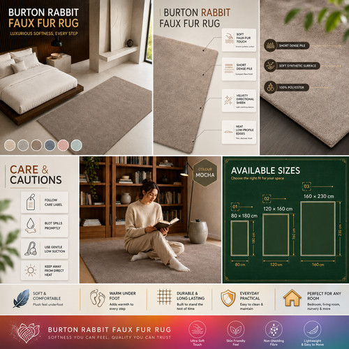Burton rabbit faux - rabbit, rug