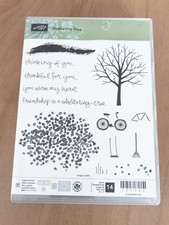 Stampin' Up Tree Clear Stamp Set Sheltering Tree Bike Sentiments Winter, Used