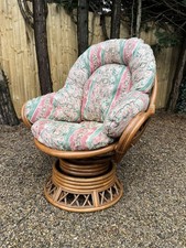 Traditional Daro Swivel Armchair Wicker Cane Bamboo Conservatory Tiki Boho