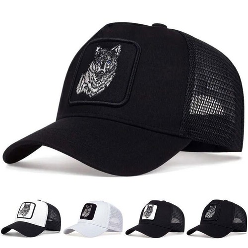 Wolf embroidered trucker mesh - embroidered,