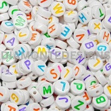 100 Pcs - 7mm White Alphabet