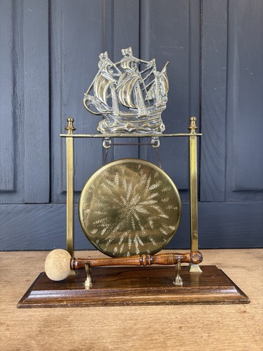 Antique brass table gong - brass,