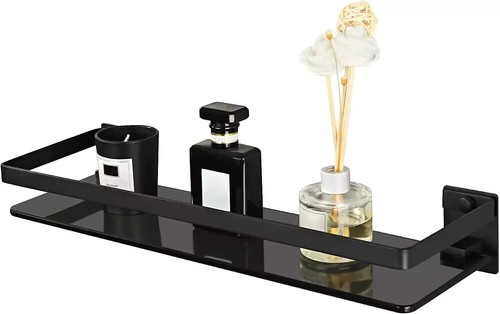 Black bathroom shelf - black, wall