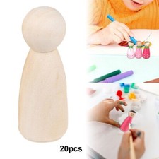 20x65mm Wooden Doll Peg People Little Unfinished Painted DIY Wood for Kids Gifts